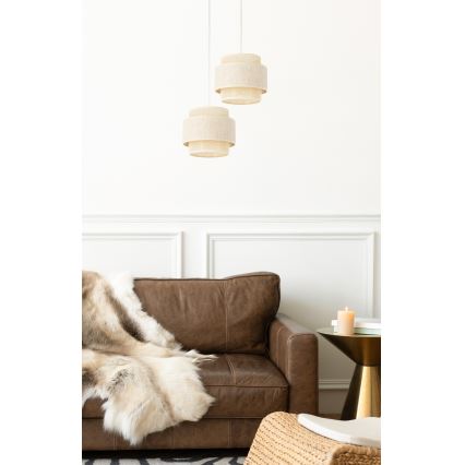 Luster na užetu BOHO 2xE27/60W/230V krem/juta
