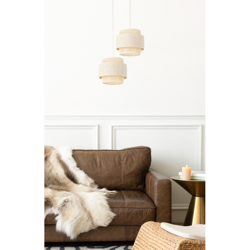 Luster na užetu BOHO 2xE27/60W/230V krem/juta