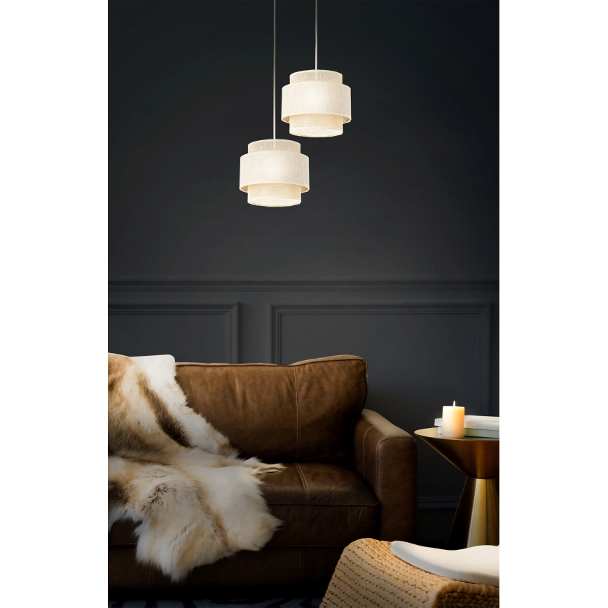 Luster na užetu BOHO 2xE27/60W/230V krem/juta