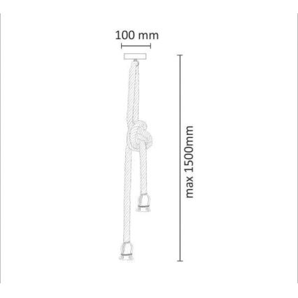 Luster na užetu ROPE 2xE27/12W/230V