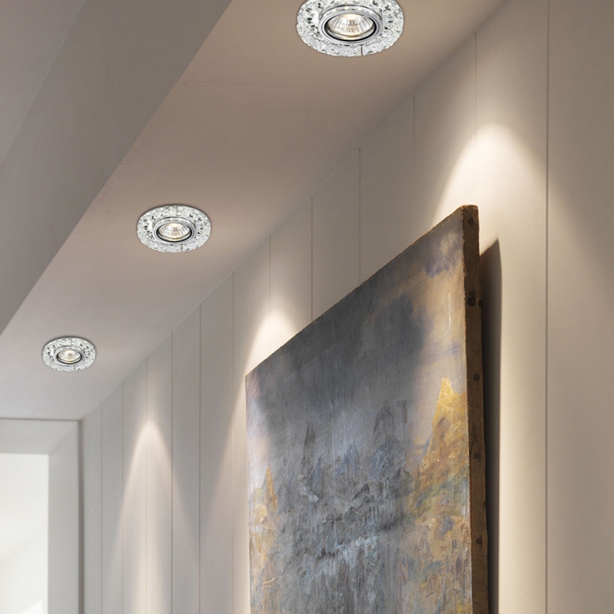 LUXERA 71074 - LED ugradno stropno svetlo CRYSTALS 1xGU10/50W/230V + LED/3W traka
