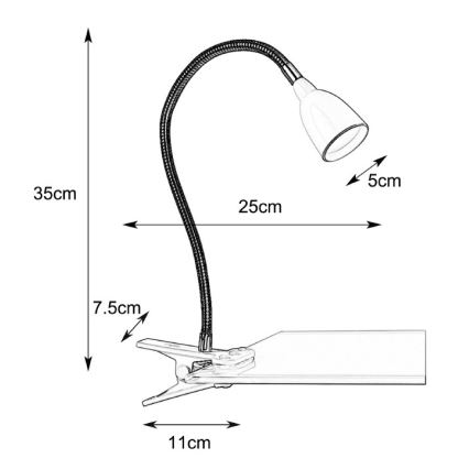 Markslöjd 106092 - LED stona lampa sa stezaljkom TULIP LED/3W/230V crna