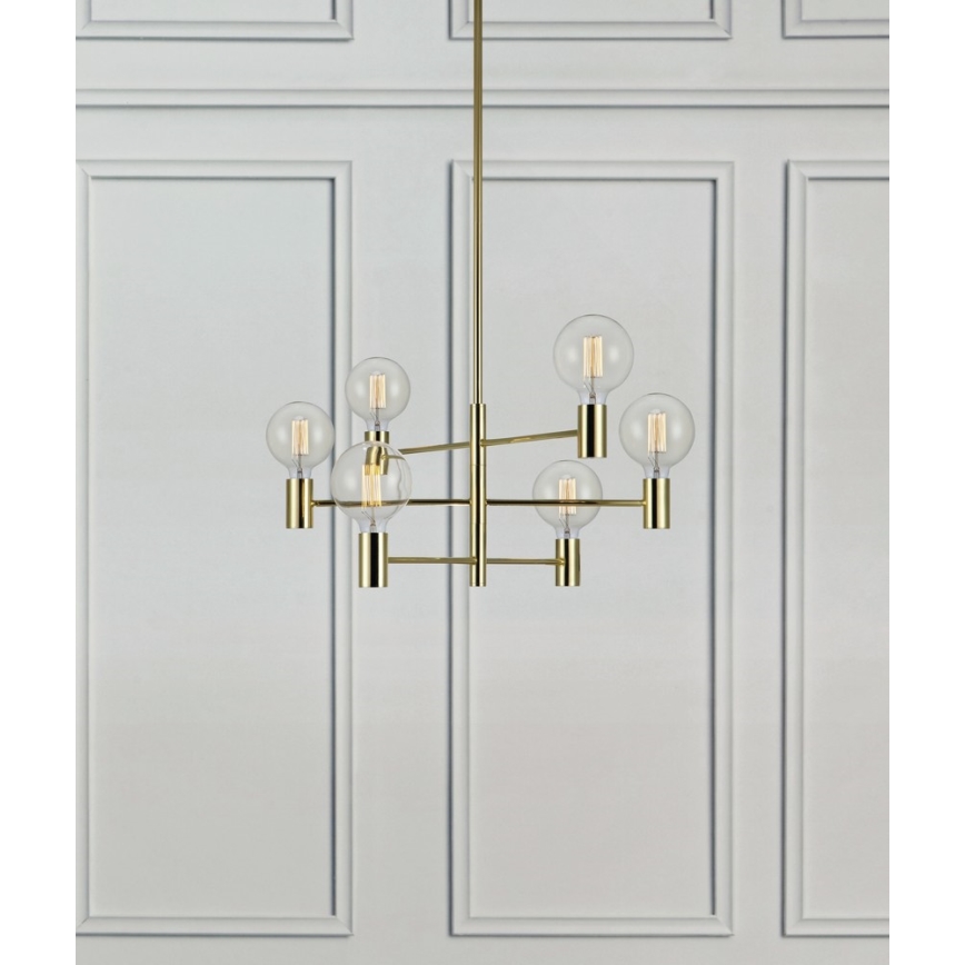 Markslöjd 106418 - Luster na šipci CAPITAL 6xE27/60W/230V mesing