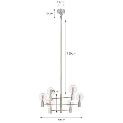 Markslöjd 106418 - Luster na šipci CAPITAL 6xE27/60W/230V mesing