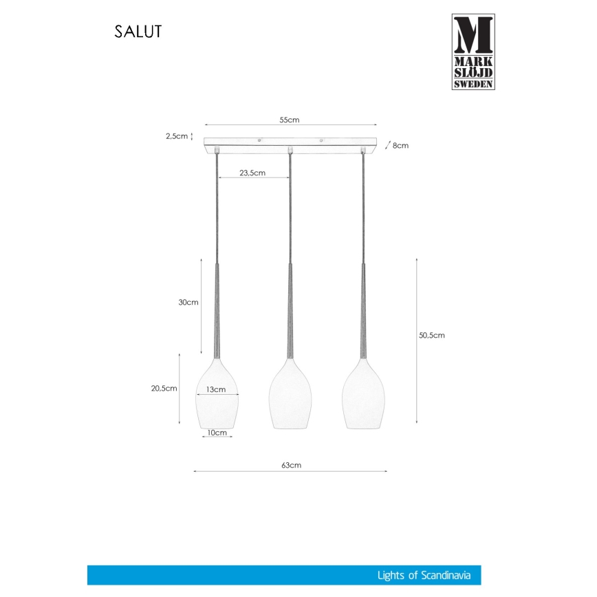 Markslöjd 106808 - Luster na sajli SALUTE 3xE14/40W/230V