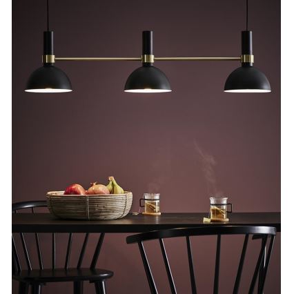 Markslöjd 106971 - Luster na sajli LARRY 3xE27/60W/230V crna/zlatna