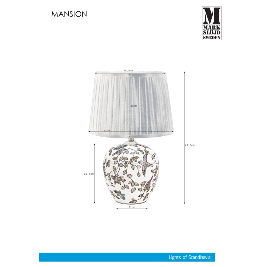 Markslöjd 107040 - Stona lampa MANSION 1xE27/60W/230V