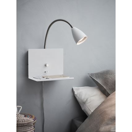 Markslöjd 107140 - Prigušiva zidna svetiljka sa USB priključkom LOGI 1xGU10/7W/230V