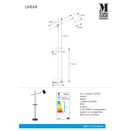 Markslöjd 107307 - Podna lampa sa USB LINEAR 1xE14/40W/230V