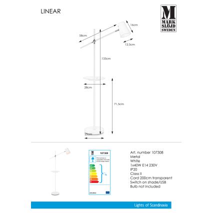 Markslöjd 107308 - Podna lampa sa USB LINEAR 1xE14/40W/230V