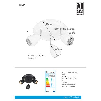 Markslöjd 107337 - spot svetlo BIKE 3xGU10/12W/230V