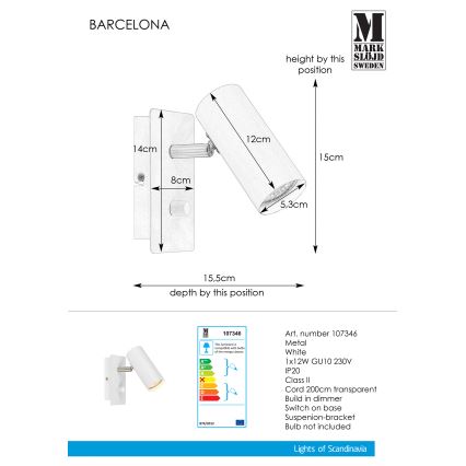 Markslöjd 107346 - Prigušiva zidna spot svetiljka BARCELONA 1xGU10/12W/230
