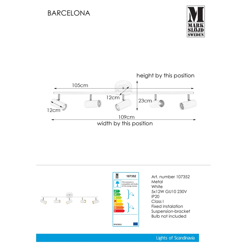 Markslöjd 107352 - Reflektorska svetiljka BARCELONA 5xGU10/12W/230V