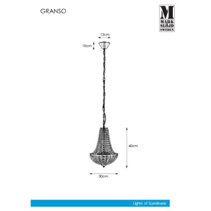 Markslöjd 107550 - Kristalni luster za kupatilo na lancu GRÄNSÖ 2xG9/20W/230V IP44
