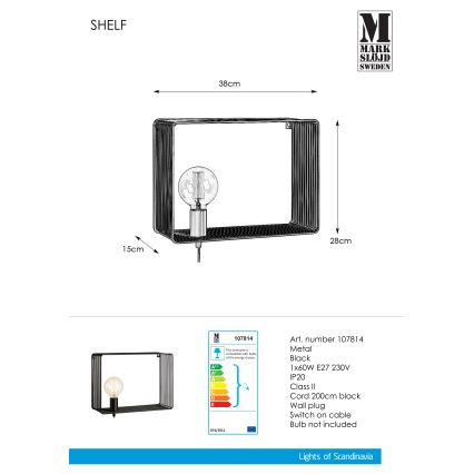 Markslöjd 107814 - Zidno svetlo SHELF 1xE27/60W/230V