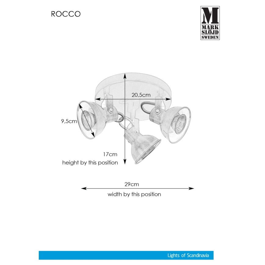 Markslöjd 107852 - Stropni spot ROCCO 3xGU10/7W/230V