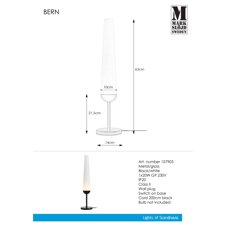 Markslöjd 107905 - Stona lampa BERN 1xG9/20W/230V