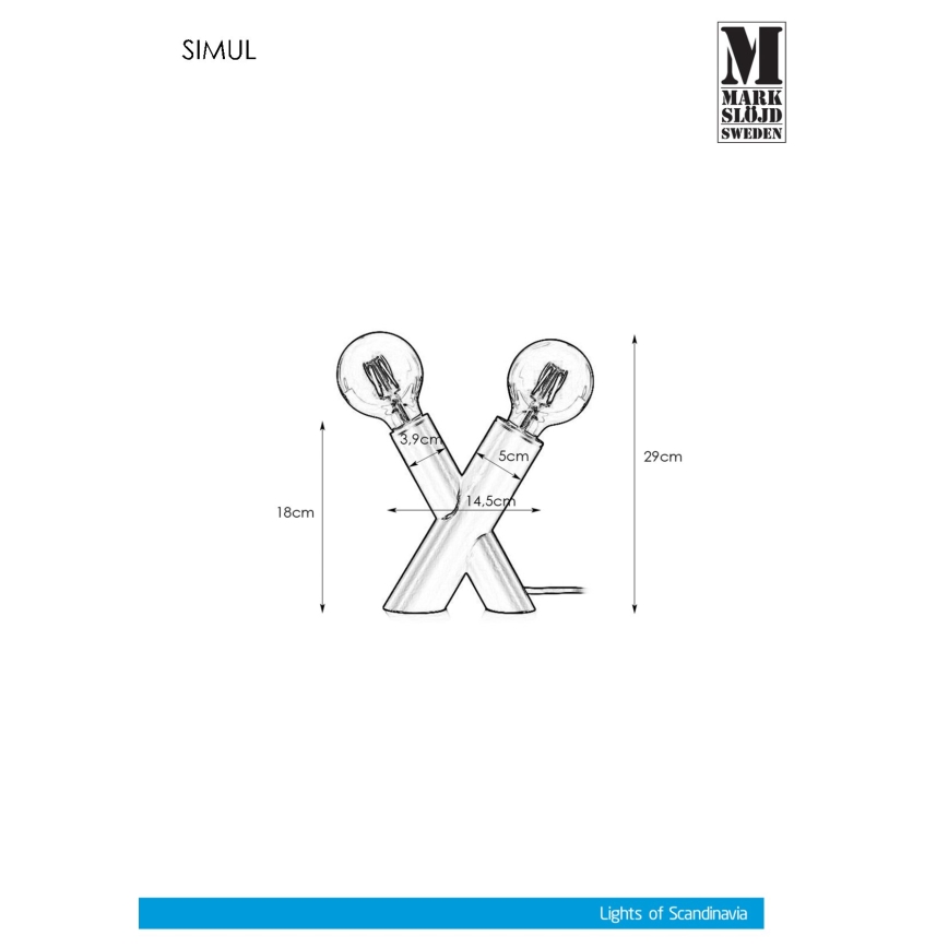 Markslöjd 108053 - Stona lampa SIMUL 1xE27/40W + 1xE14/40W/230V zlatna