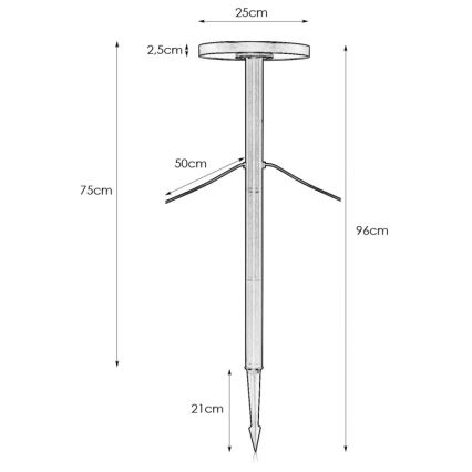 Markslöjd 108173 - Spoljašnja LED lampa GARDEN24 LED/5W/24V 75 cm IP44 crna