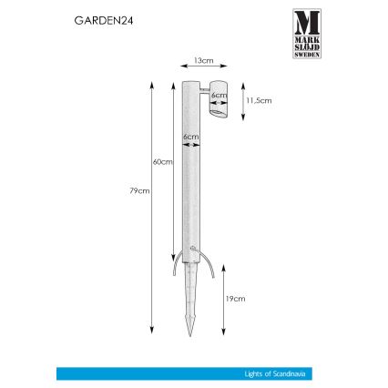 Markslöjd 108485 - Spoljna LED lampa GARDEN24 LED/6W/24V 60 cm IP44 crna