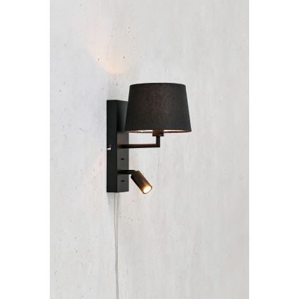 Markslöjd 108595 - LED zidna lampa sa USB priključkom COMO 1xE14/40W/230V + LED/3W crna