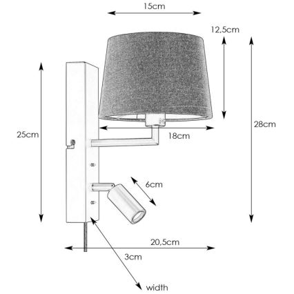 Markslöjd 108595 - LED zidna lampa sa USB priključkom COMO 1xE14/40W/230V + LED/3W crna