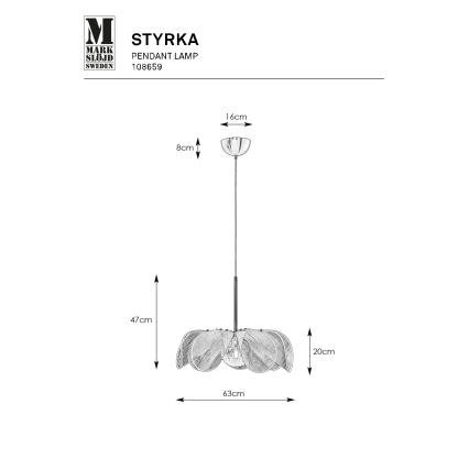 Markslöjd 108659 - Luster na sajli STYRKA 1xE27/40W/230V prečnik 63 cm bež