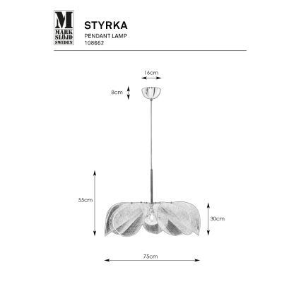 Markslöjd 108662 - Luster na sajli STYRKA 1xE27/40W/230V Ø 75 cm crna