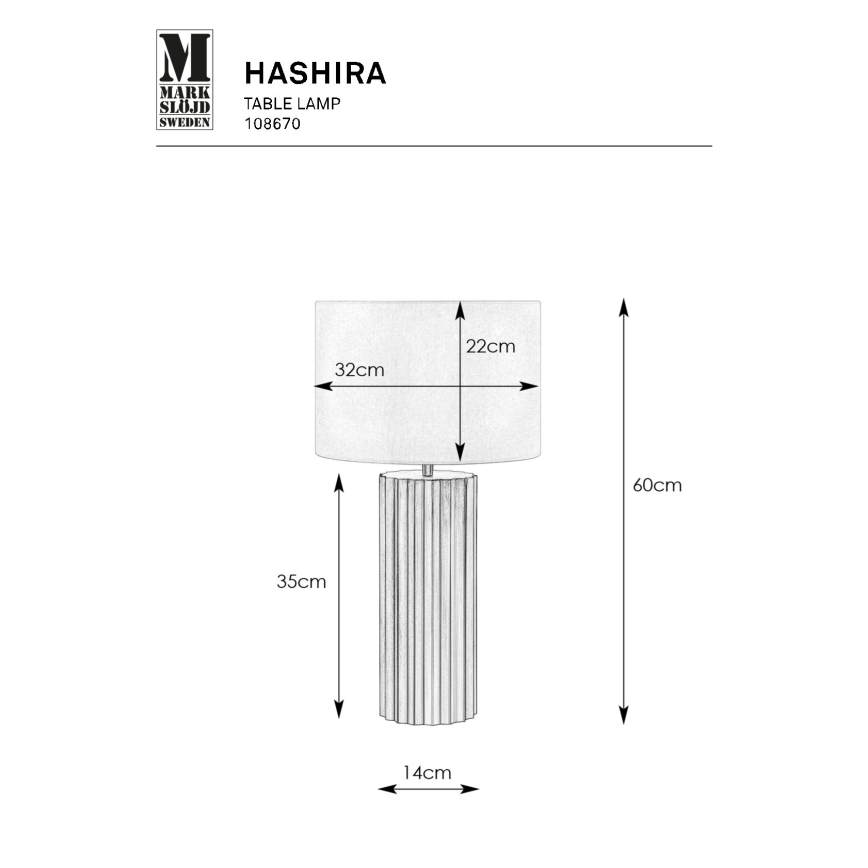 Markslöjd 108670 - Stona lampa HASHIRA 1xE27/40W/230V bela/crna