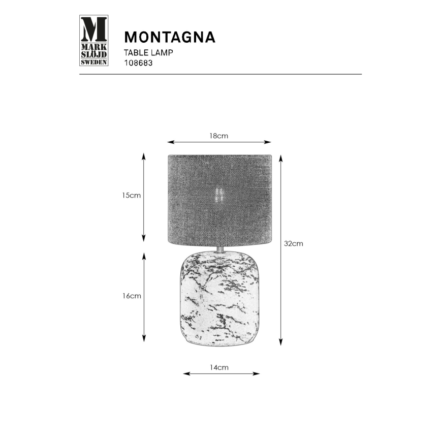 Markslöjd 108683 - Stona lampa MONTAGNA 1xE14/40W/230V 32 cm bež/crna
