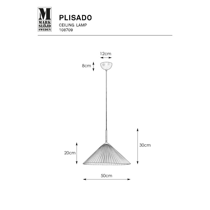 Markslöjd 108709 - Luster na sajli PLISADO 1xE27/40W/230V prečnik 50 cm siva