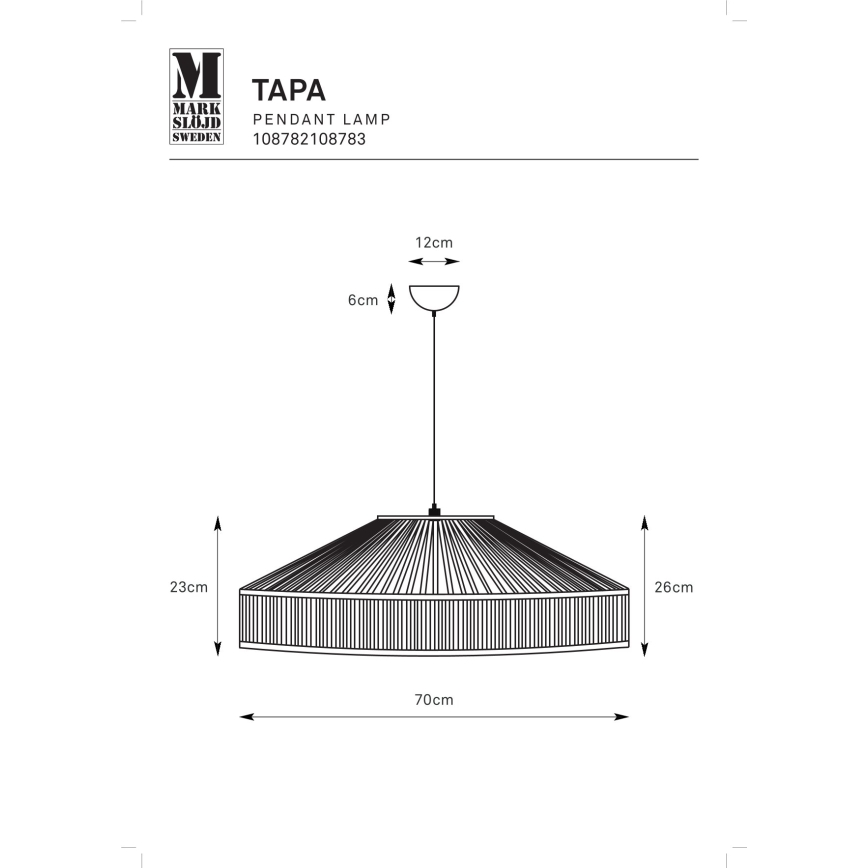Markslöjd 108783 - Luster na sajli TAPA 1xE27/40W/230V bež/bambus