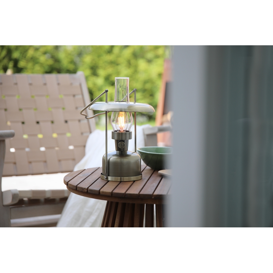 Markslöjd 108894 - FANOS LED prigušiva stona lampa za spoljašnju upotrebu, punjiva, 2,5W/3,7V, 4000 mAh, IP44, mesing