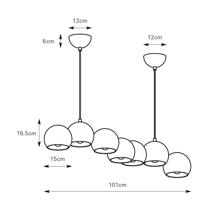 Markslöjd 108914 - Luster na sajli CUPOLO 7xE14/40W/230V siva