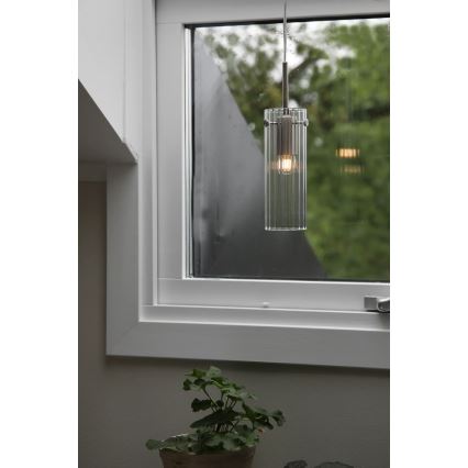 Markslöjd 109013 - Luster na sajli TIBIA 1xE14/40W/230V transparentno/mesing