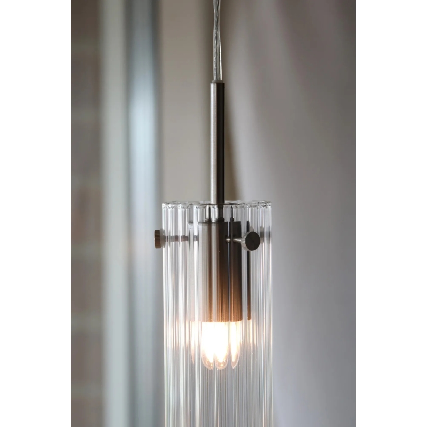 Markslöjd 109013 - Luster na sajli TIBIA 1xE14/40W/230V transparentno/mesing