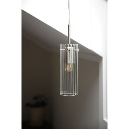 Markslöjd 109013 - Luster na sajli TIBIA 1xE14/40W/230V transparentno/mesing