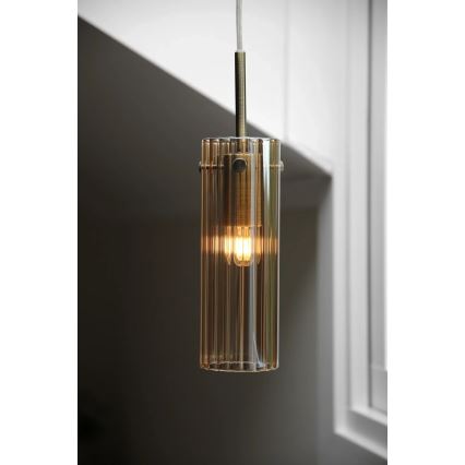 Markslöjd 109015 - Visilica na sajli TIBIA 1xE14/40W/230V dimljeno bež/mesing