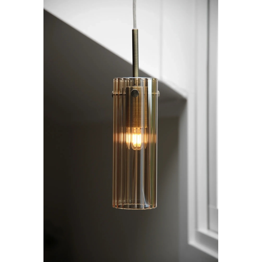 Markslöjd 109015 - Visilica na sajli TIBIA 1xE14/40W/230V dimljeno bež/mesing