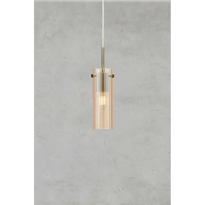 Markslöjd 109015 - Visilica na sajli TIBIA 1xE14/40W/230V dimljeno bež/mesing