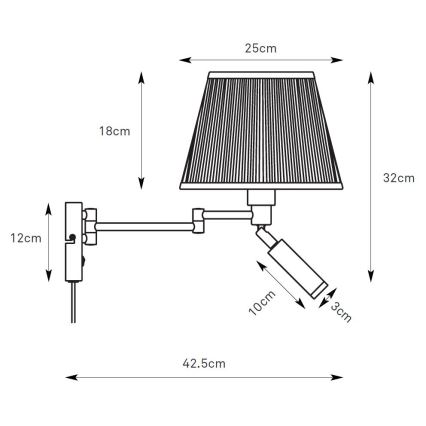 Markslöjd 109016 - LED zidna lampa PIVOT 1xE27/40W/230V + LED/4W krem/crna