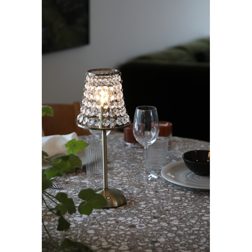 Markslöjd 109125 - LED prigušiva punjiva dodirna stona lampa LIORA 1xE14/2W/2000 mAh mesing