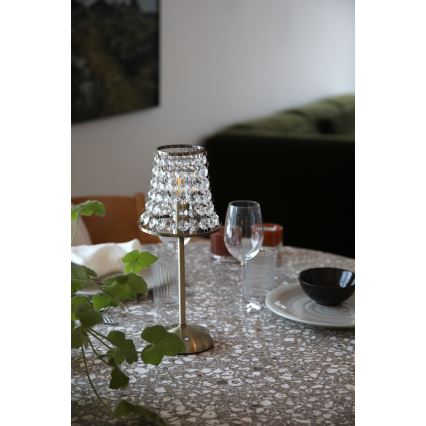 Markslöjd 109125 - LED prigušiva punjiva dodirna stona lampa LIORA 1xE14/2W/2000 mAh mesing