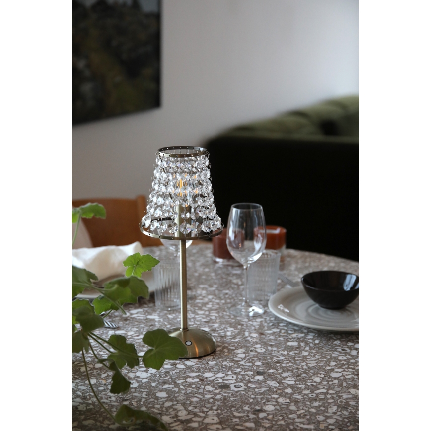 Markslöjd 109125 - LED prigušiva punjiva dodirna stona lampa LIORA 1xE14/2W/2000 mAh mesing
