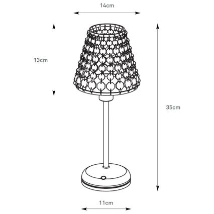 Markslöjd 109125 - LED prigušiva punjiva dodirna stona lampa LIORA 1xE14/2W/2000 mAh mesing