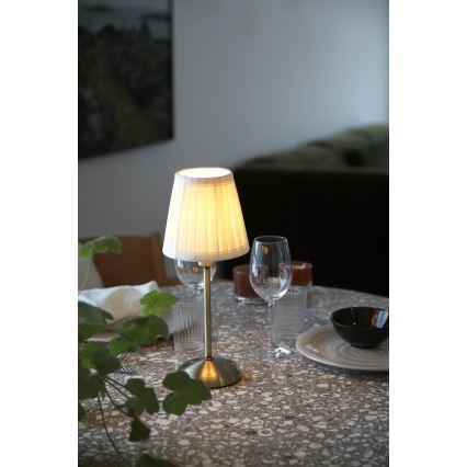 Markslöjd 109126 - LED prigušiva punjiva dodirna stona lampa ANNO 1xE14/2W/2000 mAh bela/mesing