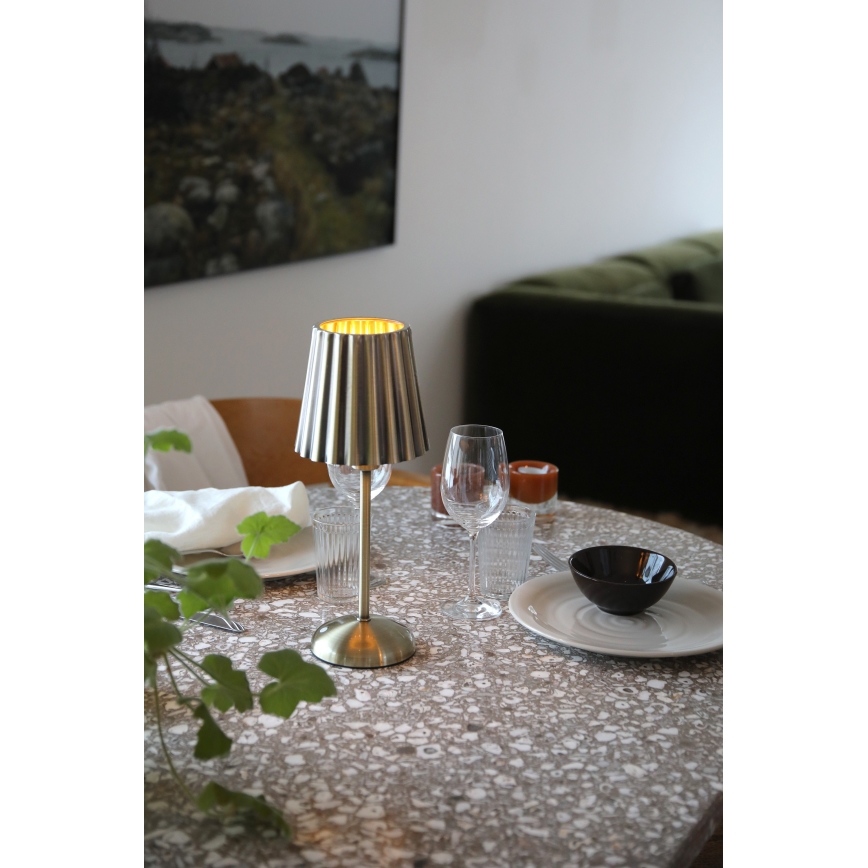 Markslöjd 109127 - LED prigušiva punjiva dodirna stona lampa CELIA 1xE14/2W/2000 mAh mesing
