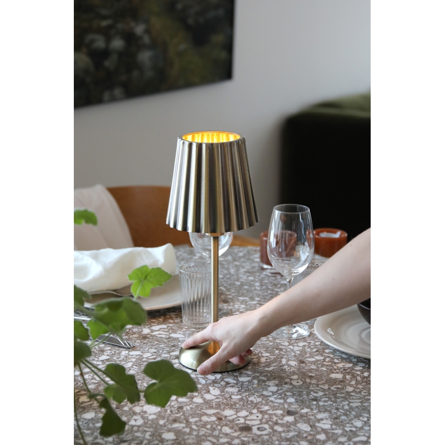 Markslöjd 109127 - LED prigušiva punjiva dodirna stona lampa CELIA 1xE14/2W/2000 mAh mesing