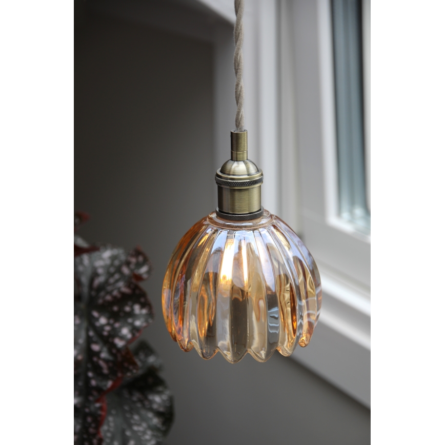 Markslöjd 109137 - Luster na sajli GOTA 1xE14/40W/230V, prečnik 13 cm, zadimljeno bež/mesing