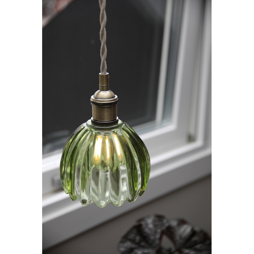 Markslöjd 109138 - Luster na sajli GOTA 1xE14/40W/230V prečnik 13 cm zadimljeno zelena/mesing